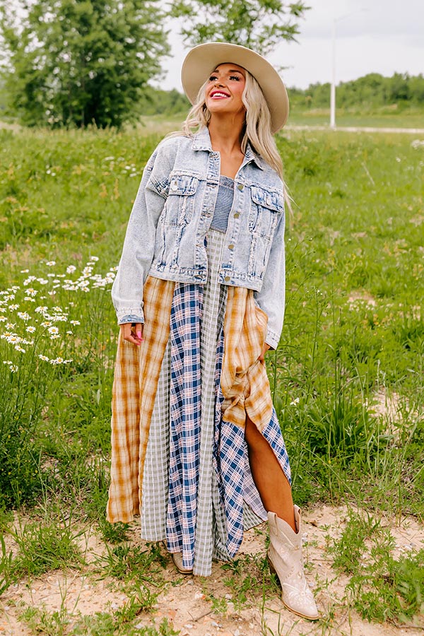 Denim Check Maxi Dress