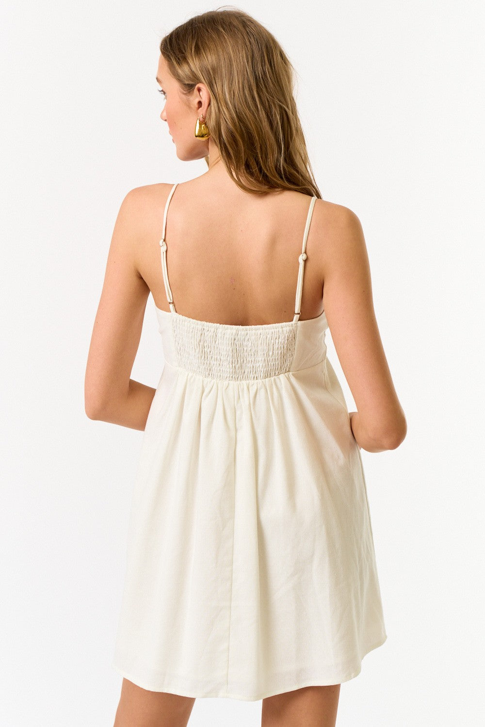 NEWEST ARRIVAL Ivory Palm Tree Bustier Linen Mini Dress
