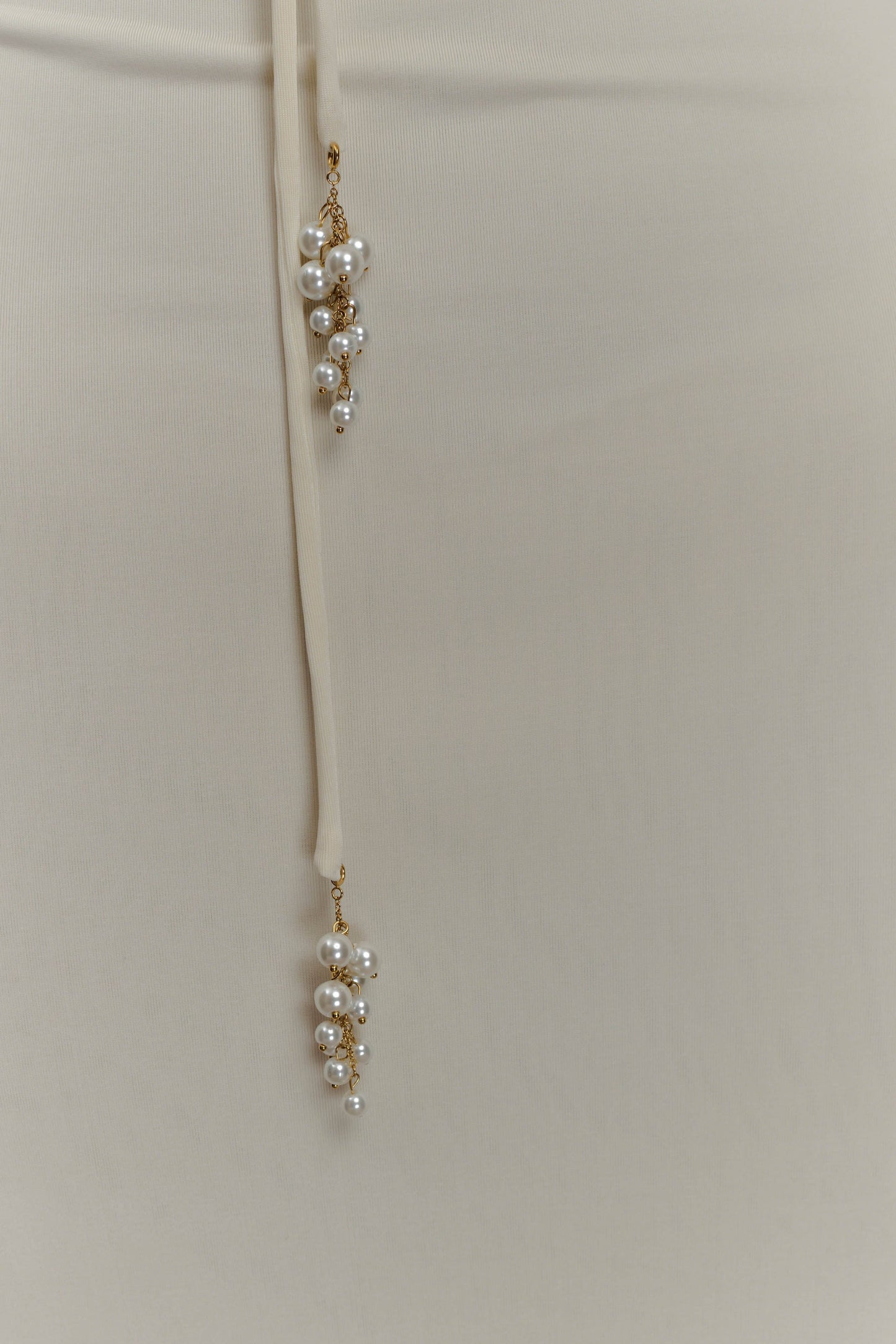Slinky Maxi Dress With Pearls - Ivory