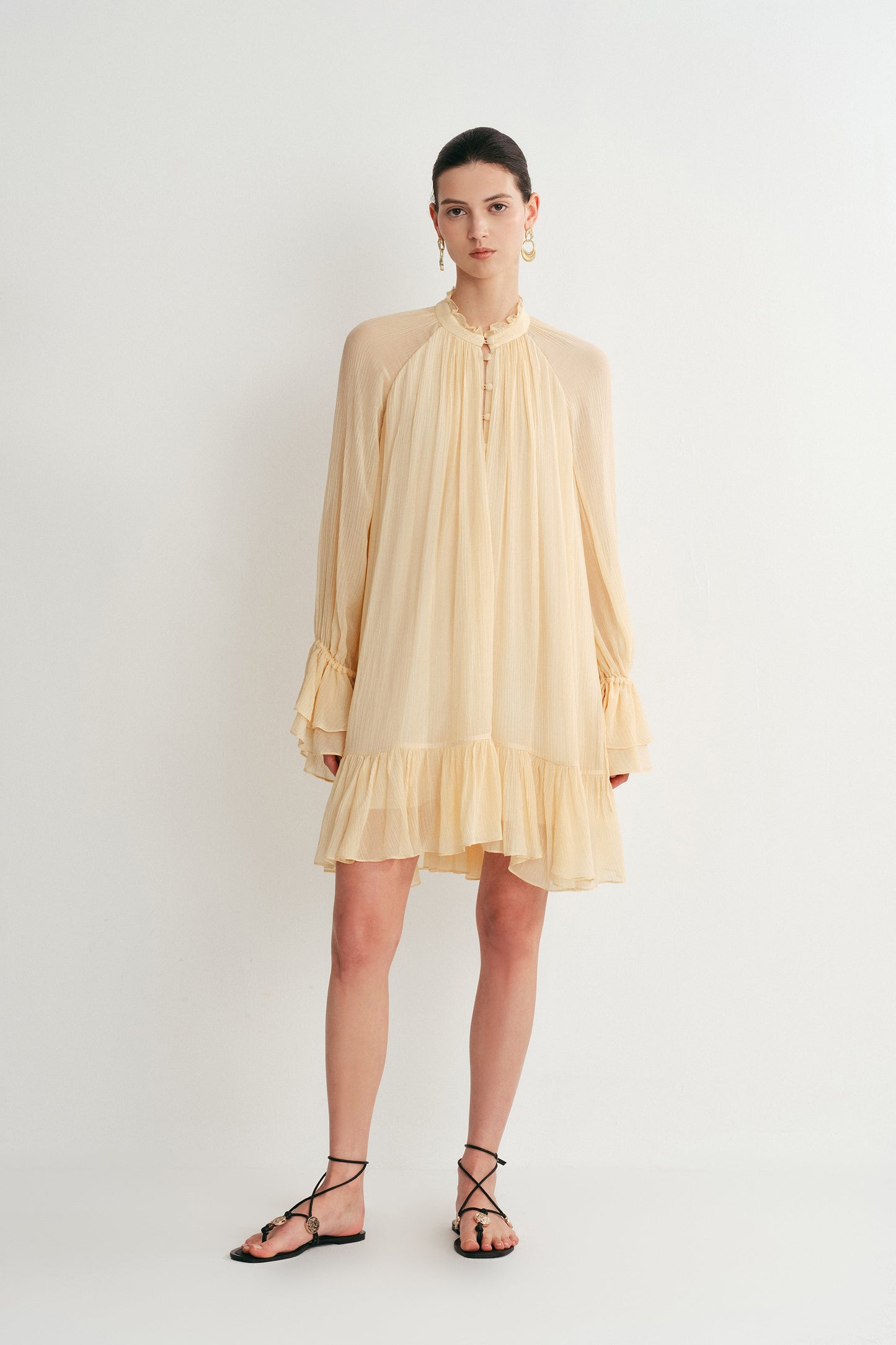 Ruffle Dress in  Crepe