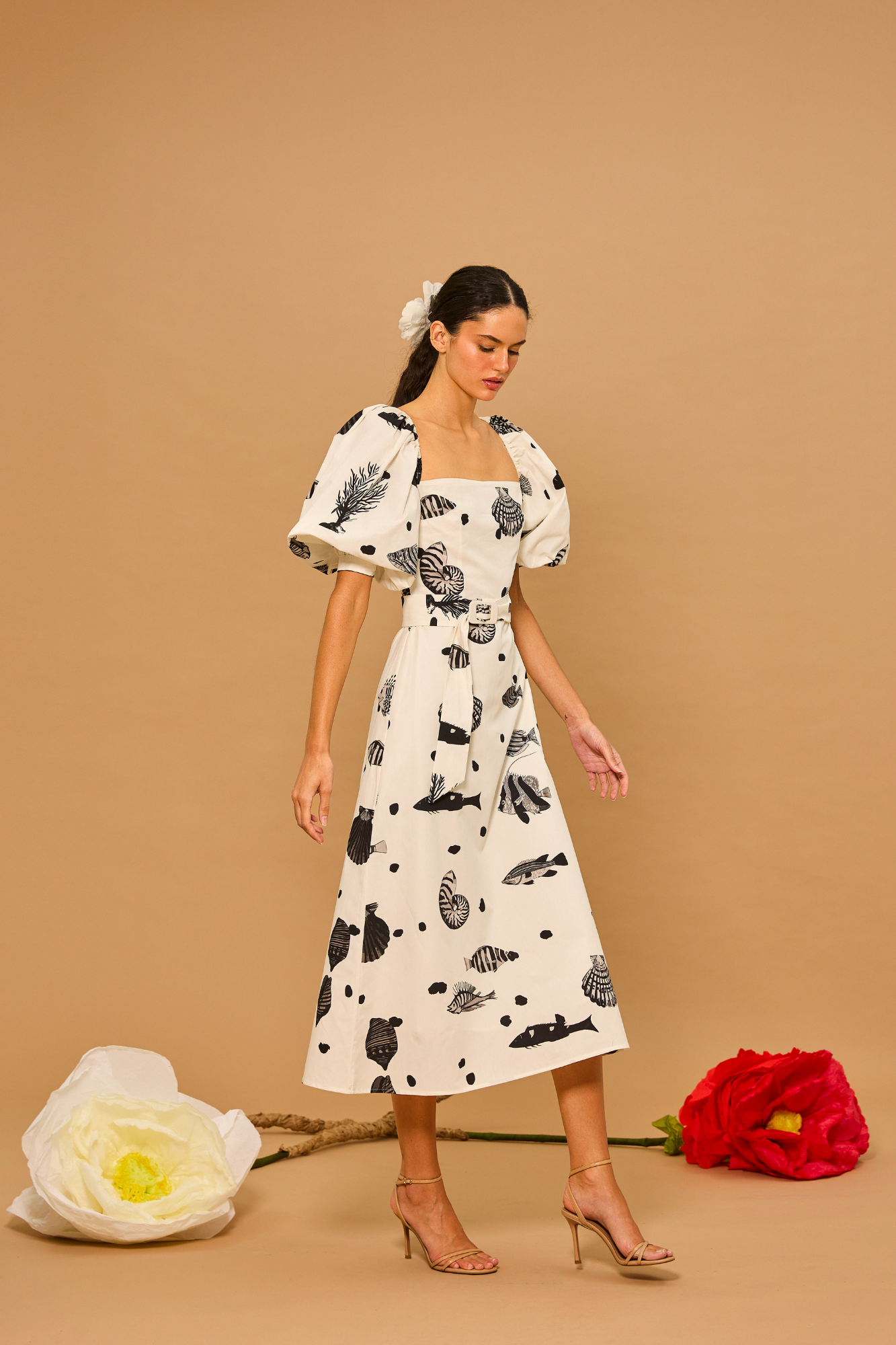 Midnight Tide Puff Sleeve Dress