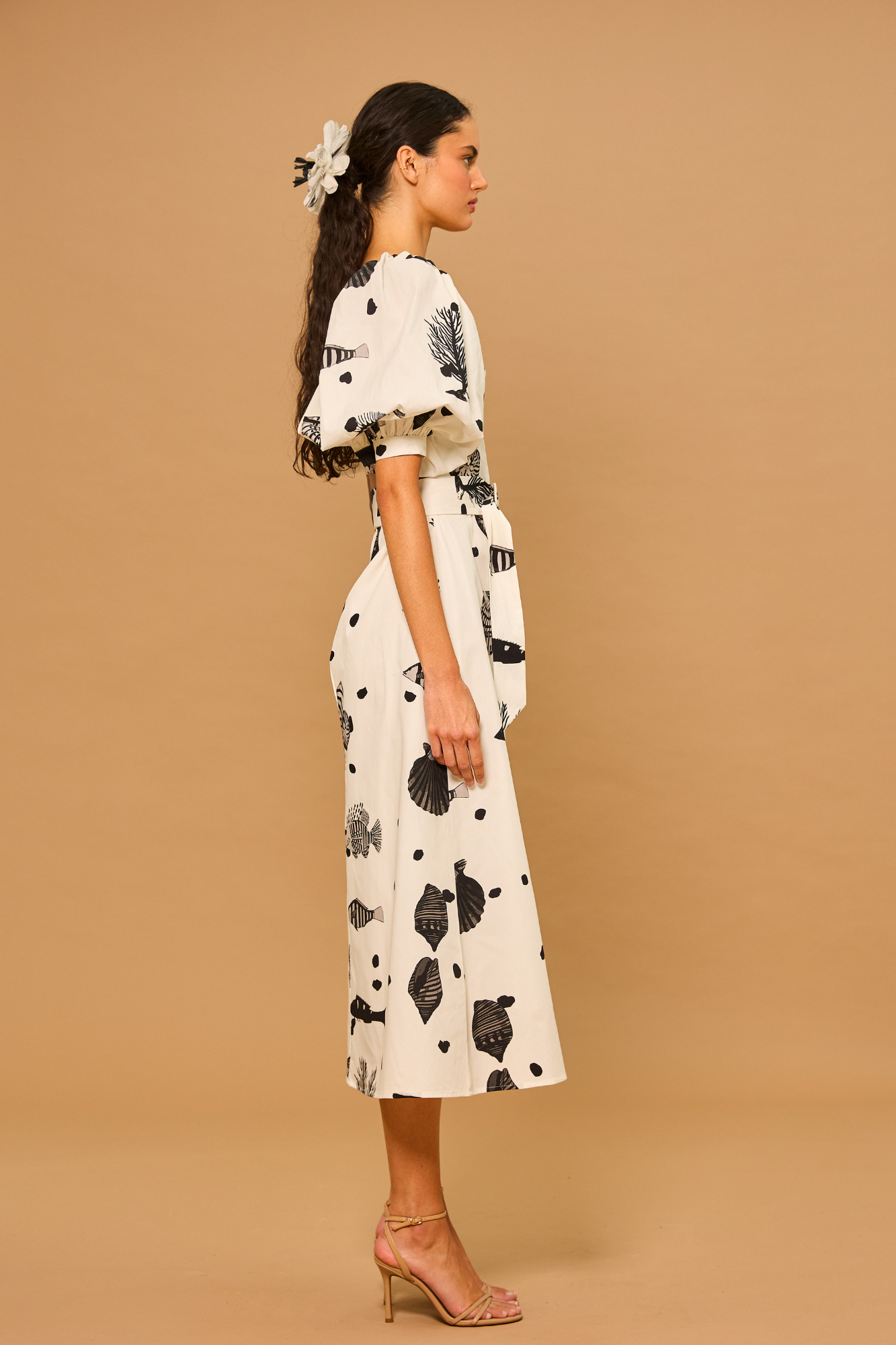 Midnight Tide Puff Sleeve Dress