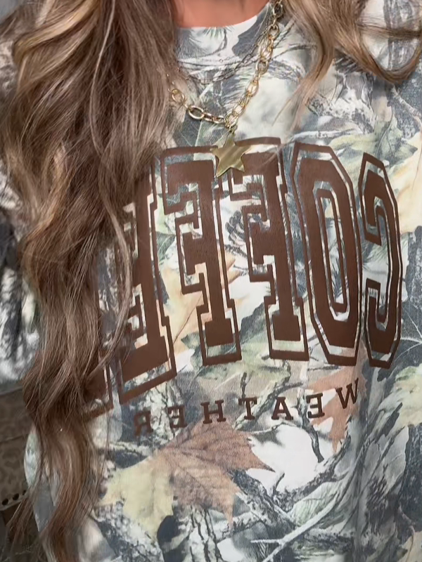 Oversized Camo "COFFEE Weather" Sweatshirt