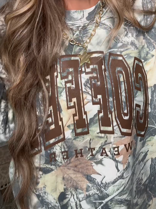 Oversized Camo "COFFEE Weather" Sweatshirt