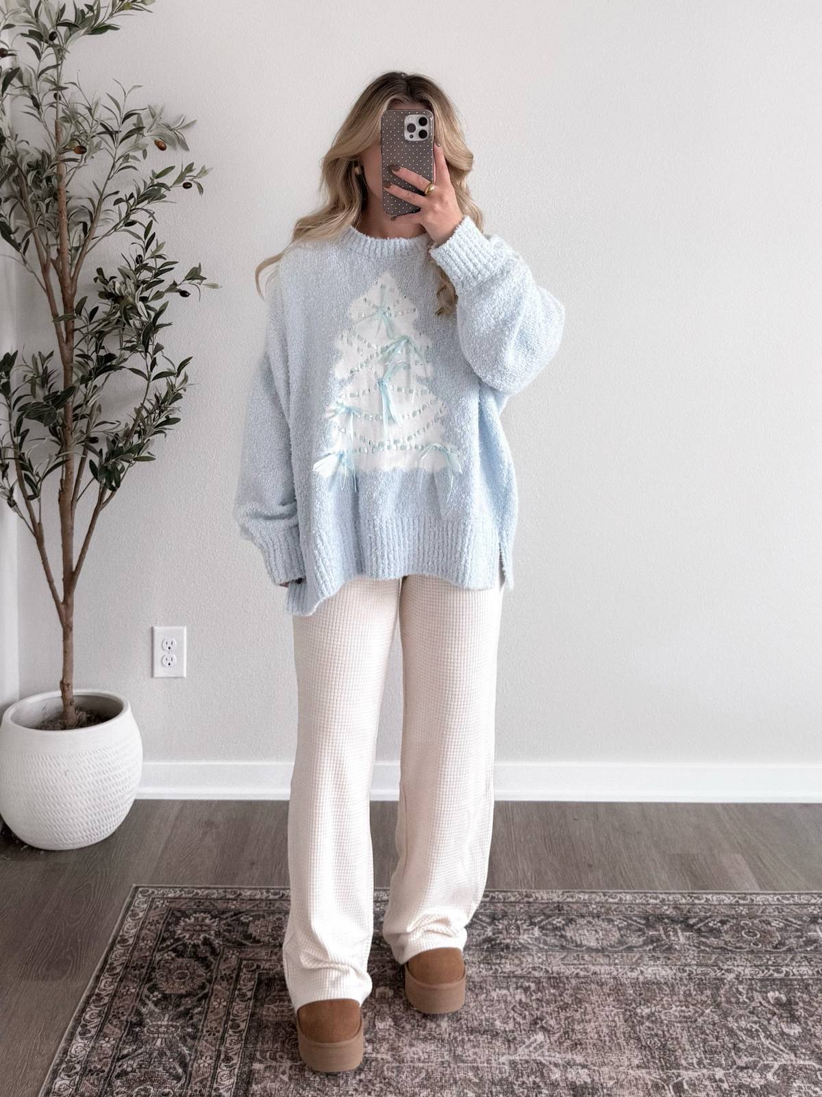 Frost Blue Christmas Tree Sweater
