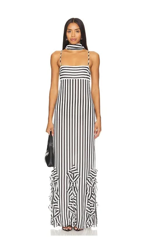 Ruffle Stripe Maxi Dress
