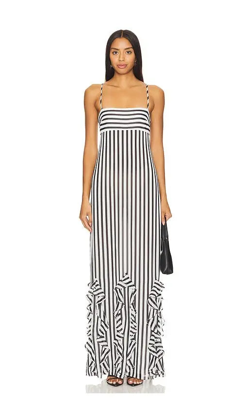 Ruffle Stripe Maxi Dress