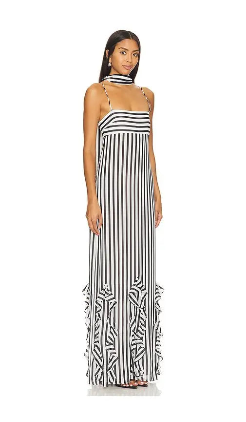 Ruffle Stripe Maxi Dress