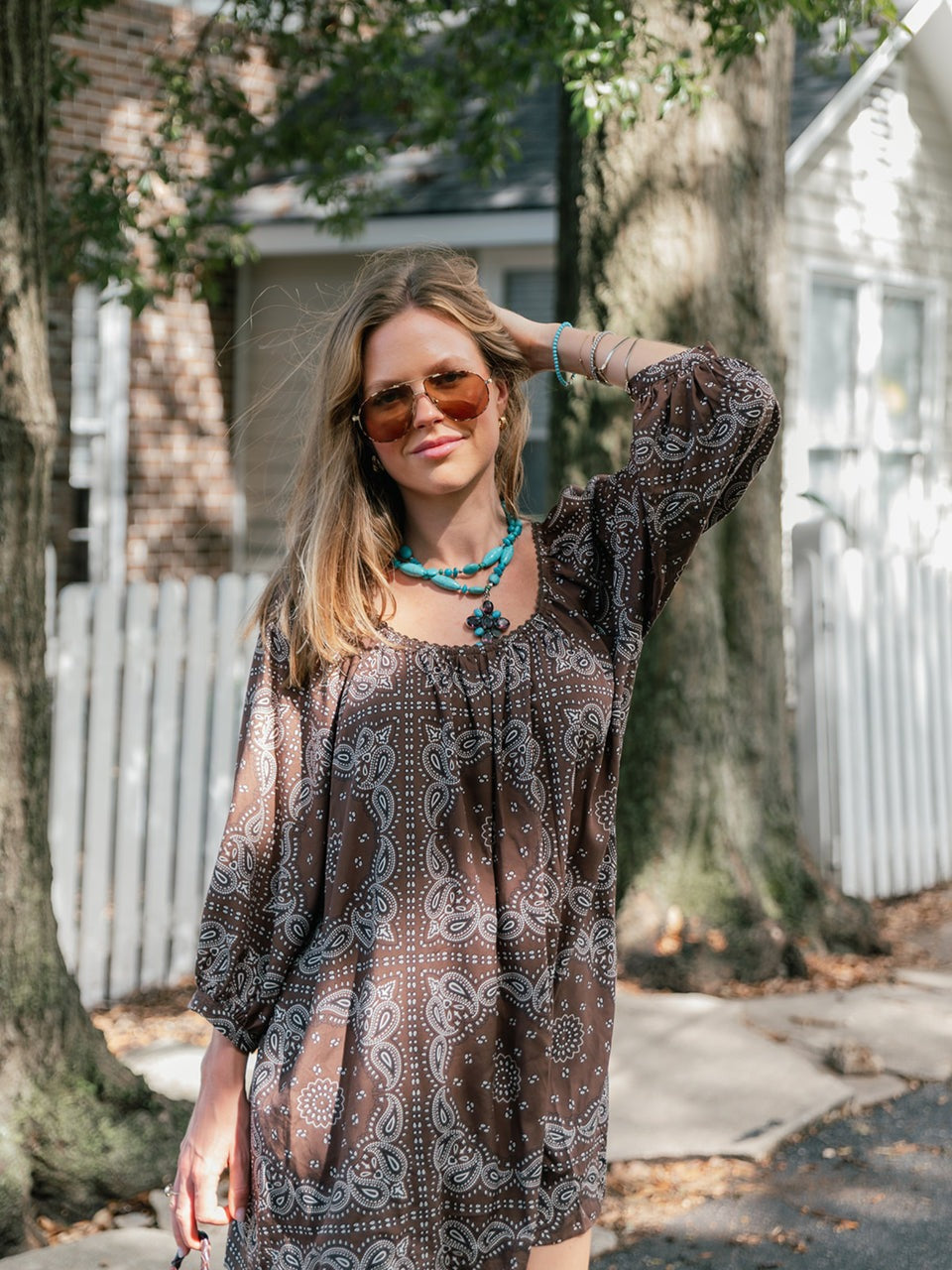 Vintage-Inspired Paisley Relaxed Mini Dress