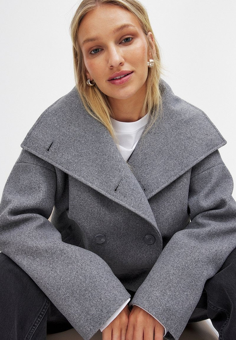 Minimalist Dark Grey Cropped Coat