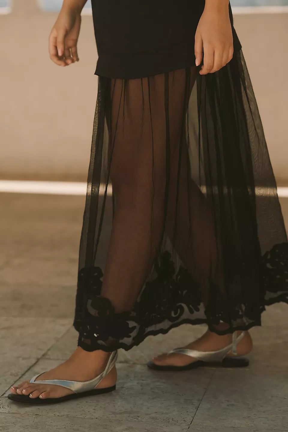 Sleeveless Sheer Linen Maxi Slip Dress