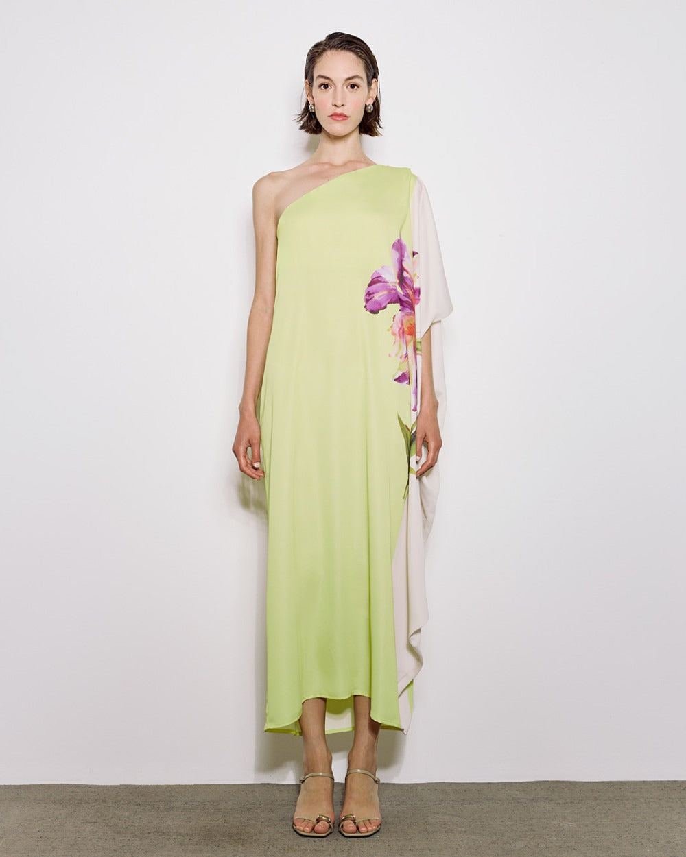 One-shoulder Floral Dress