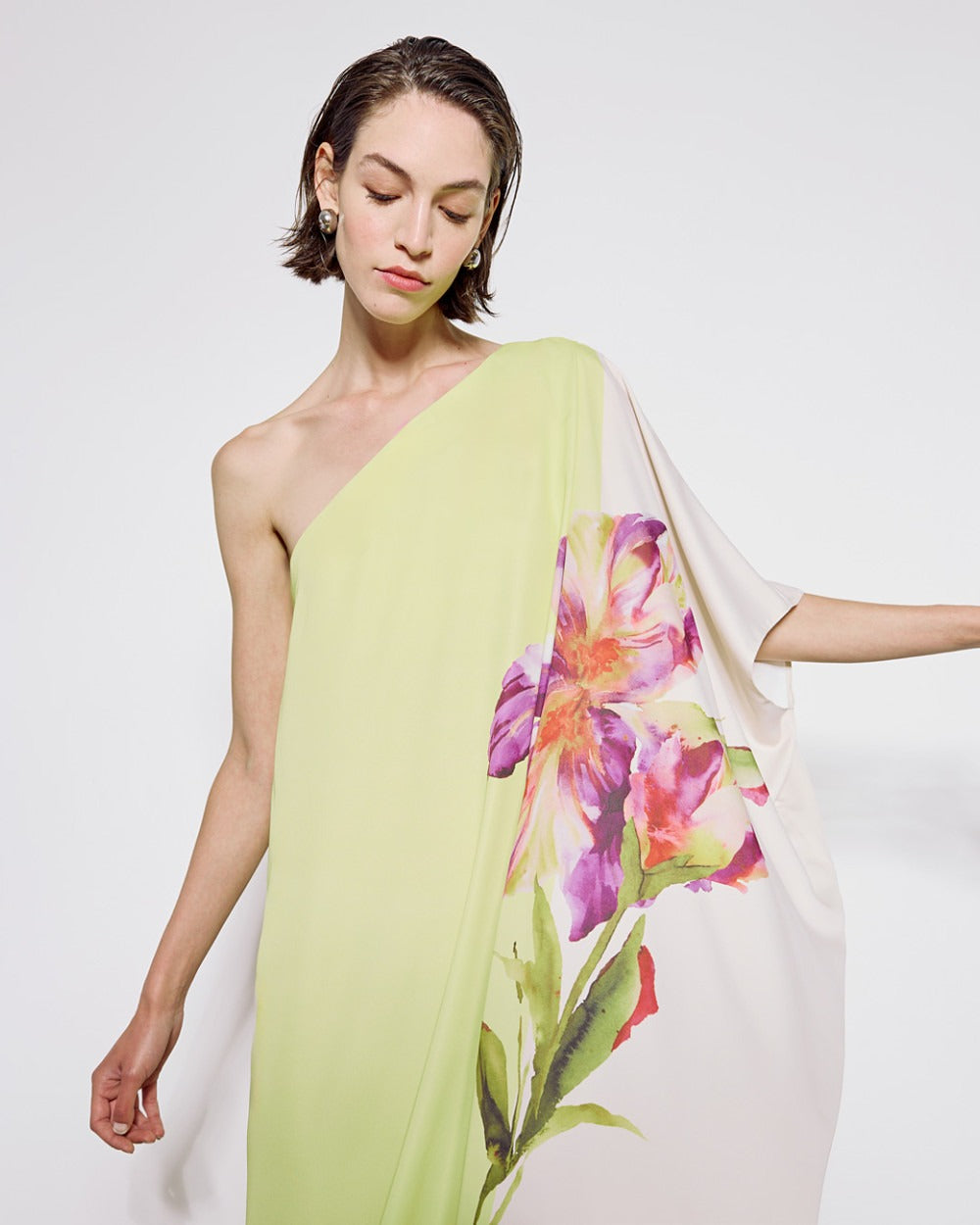One-shoulder Floral Dress