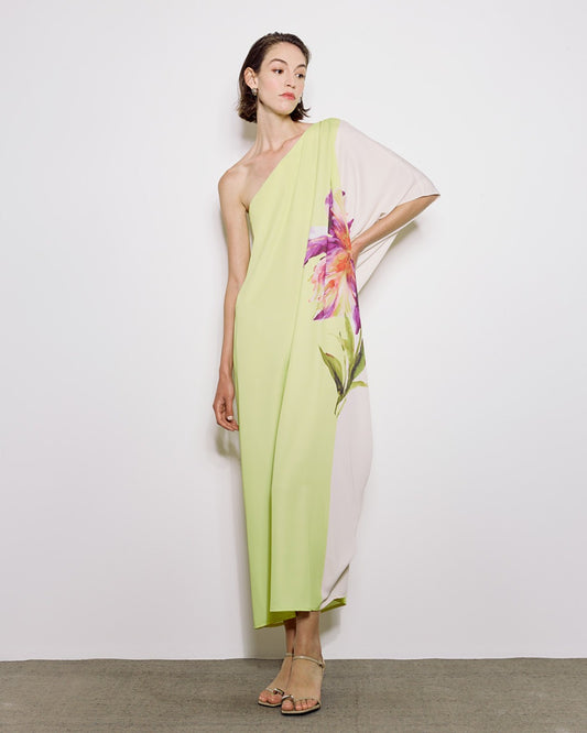 One-shoulder Floral Dress