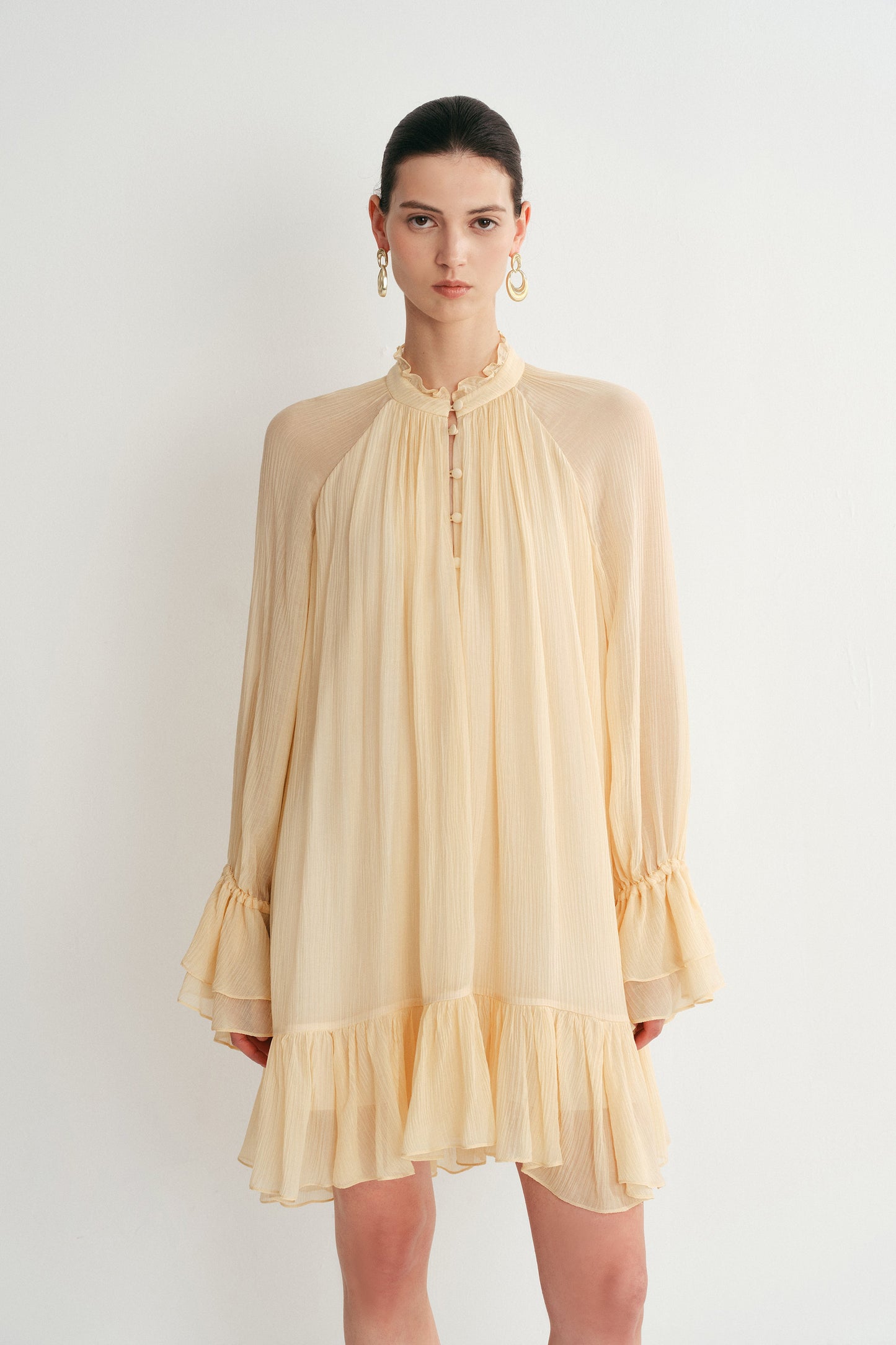 Ruffle Dress in  Crepe