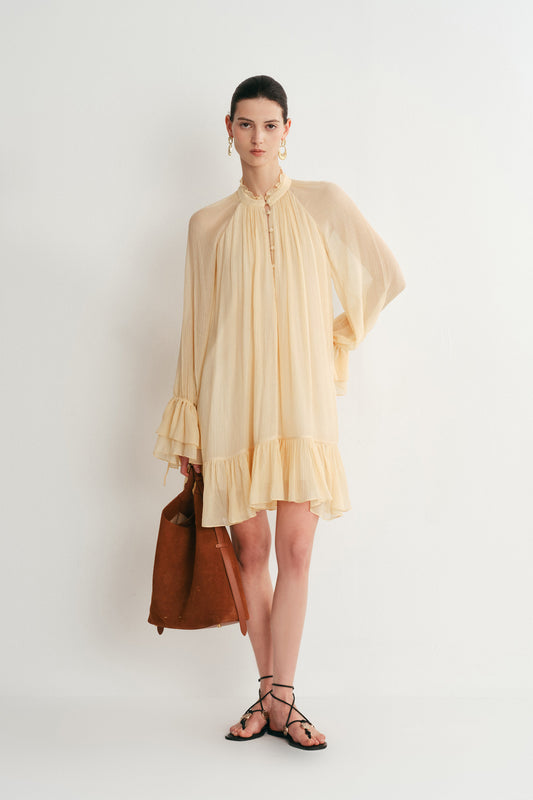 Ruffle Dress in  Crepe
