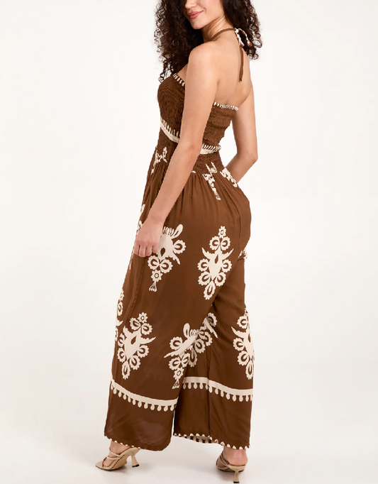 Strapless Elasticated Jumpsuit With Pocket