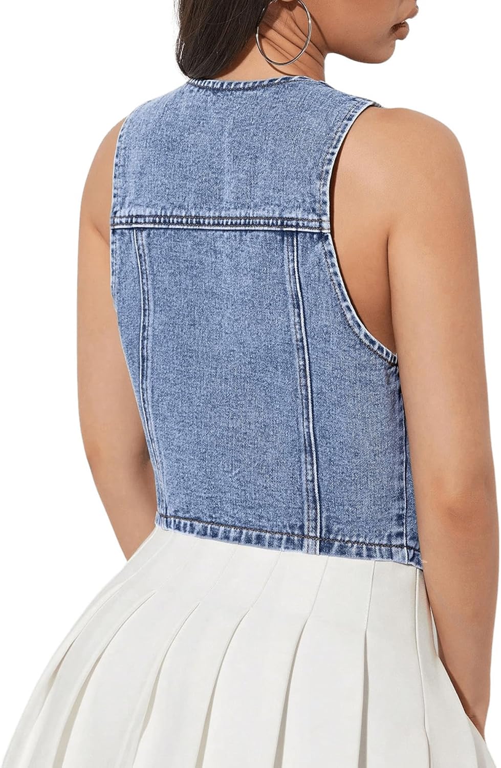 Denim Vest Floral Skirt Set