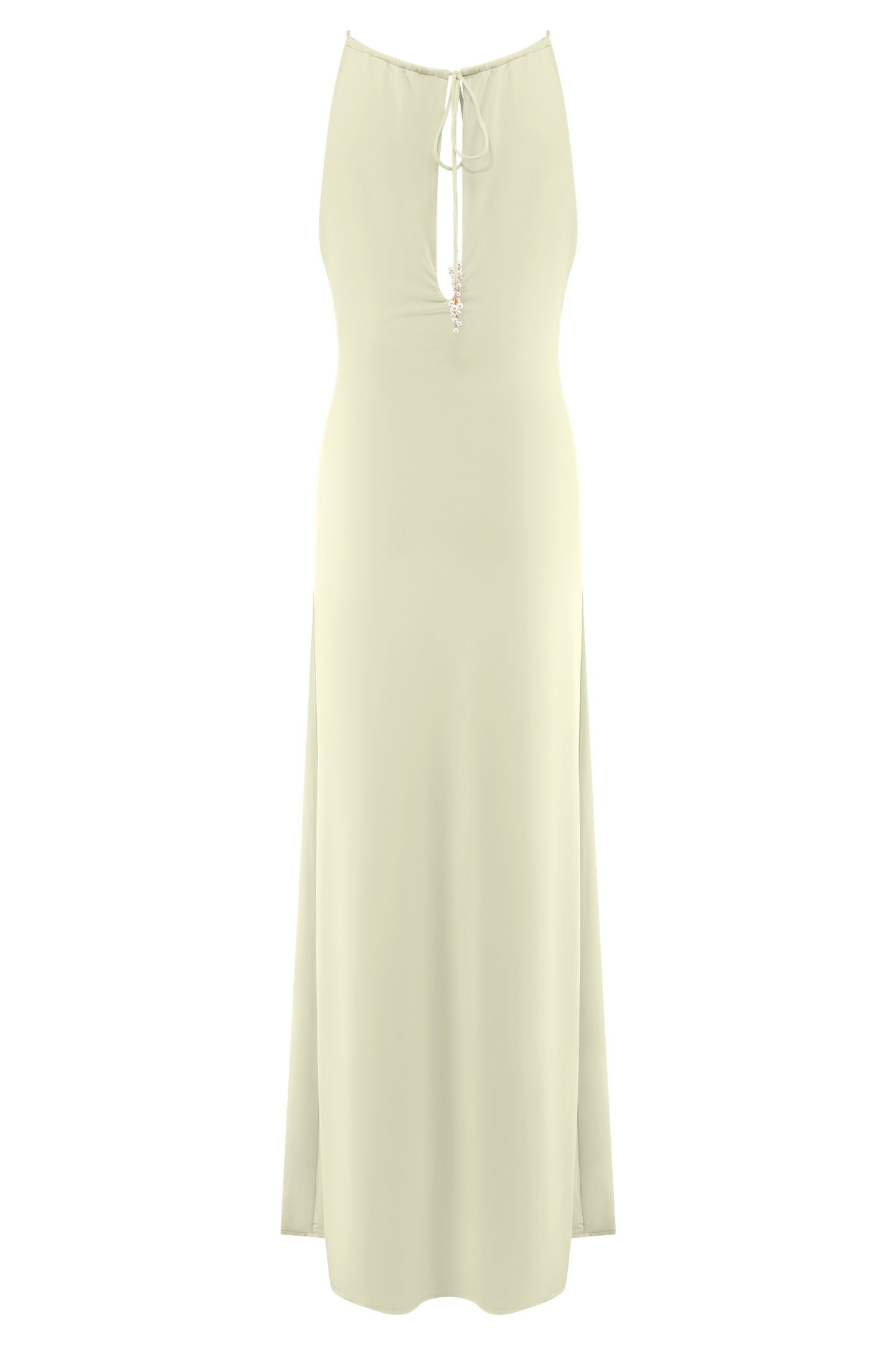 Slinky Maxi Dress With Pearls - Ivory