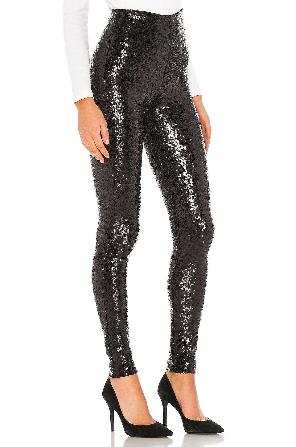 High-Waisted Black Sequin Leggings