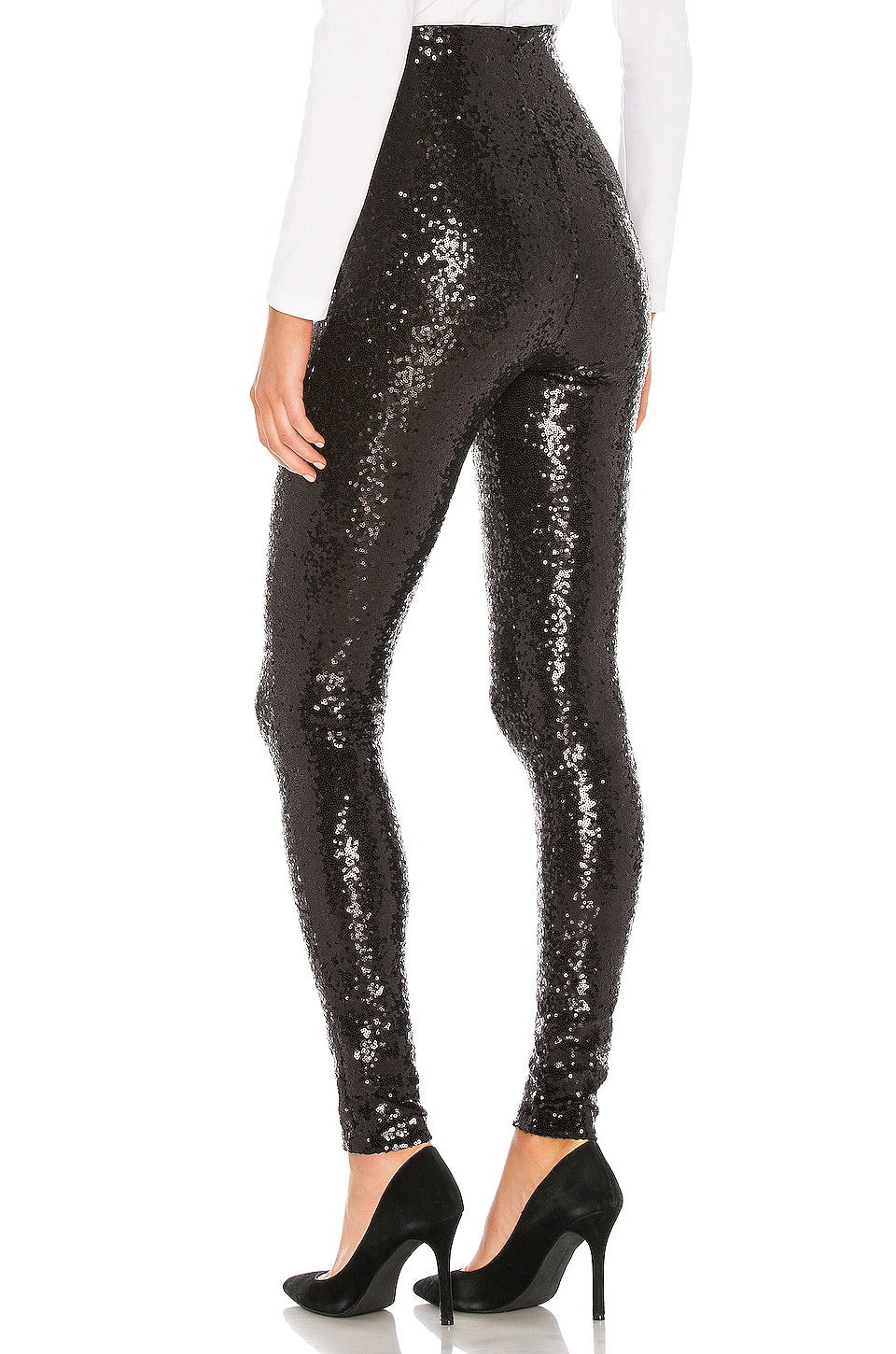 High-Waisted Black Sequin Leggings