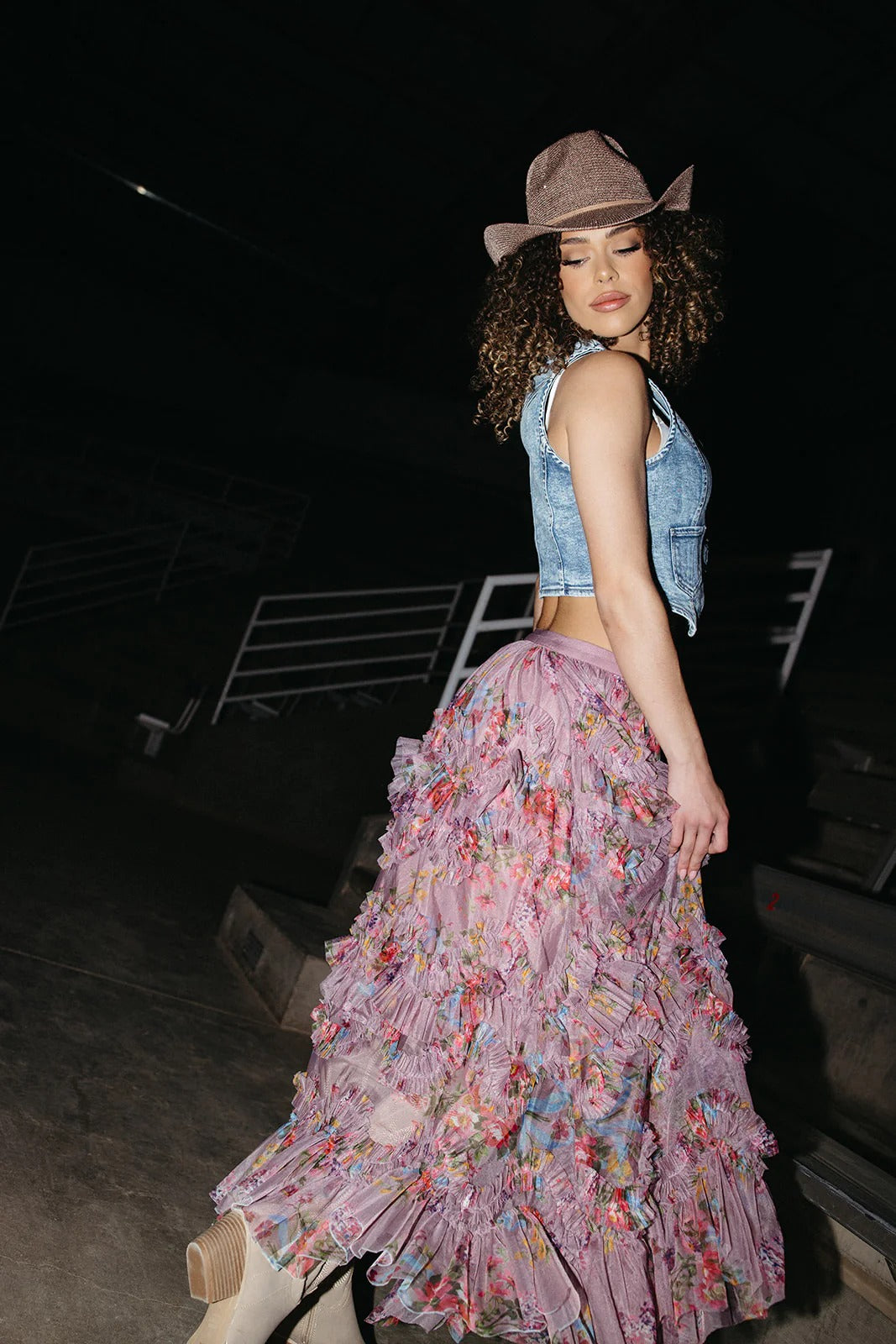 Ruffleit Up Mesh Skirt
