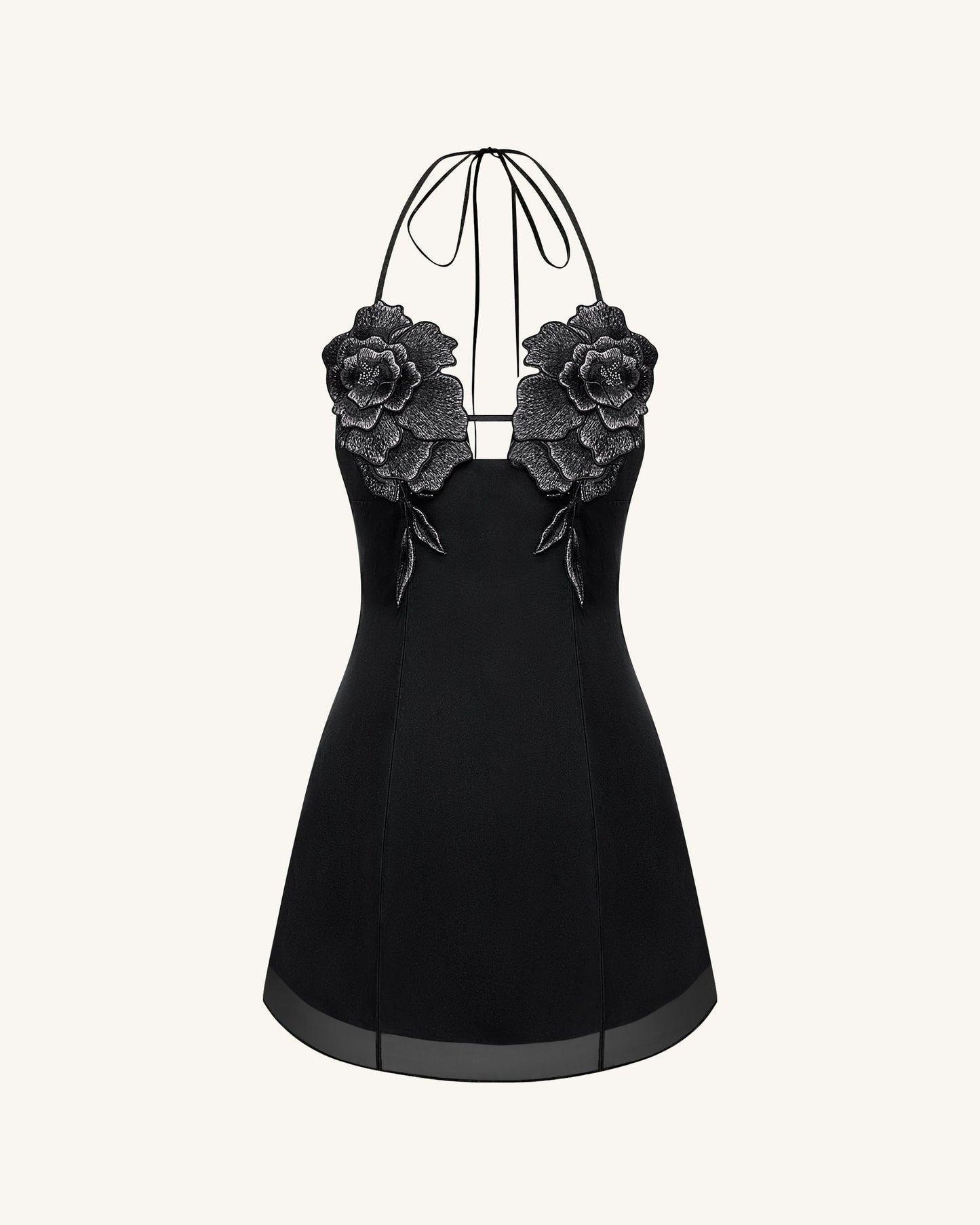 Flower Mini Dress - Black