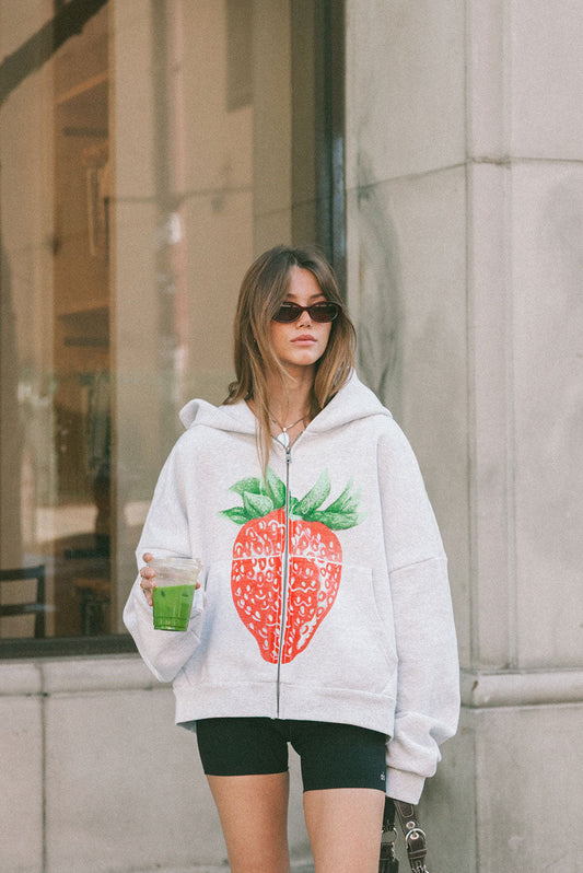 Strawberry Zip Rectangle Hoodie