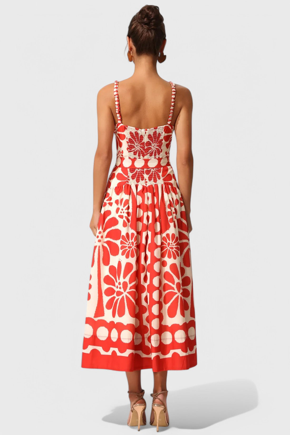 Sleeveless Floral Print Bow Maxi Dress