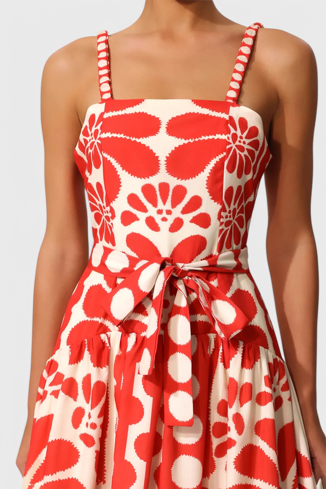 Sleeveless Floral Print Bow Maxi Dress
