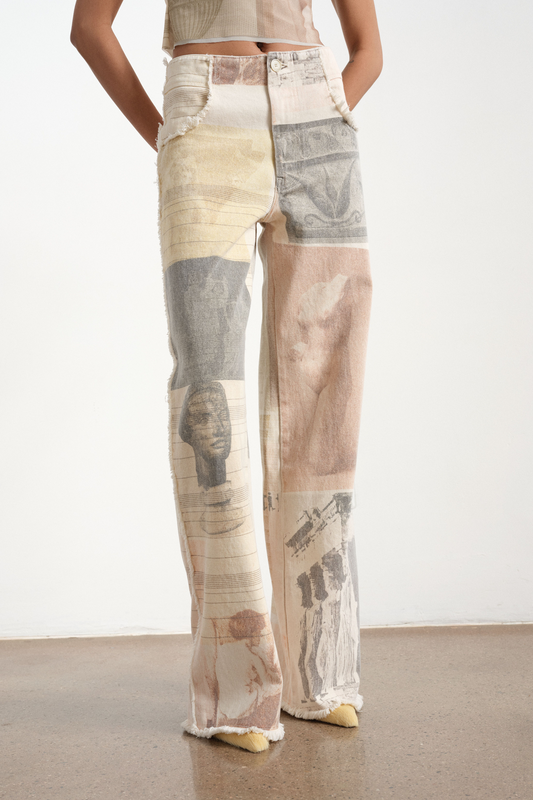 Printed High Waist Jeans