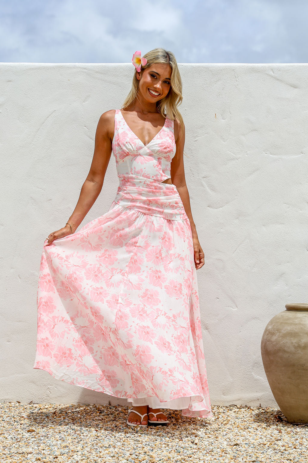 Pink Cropped Maxi Dress