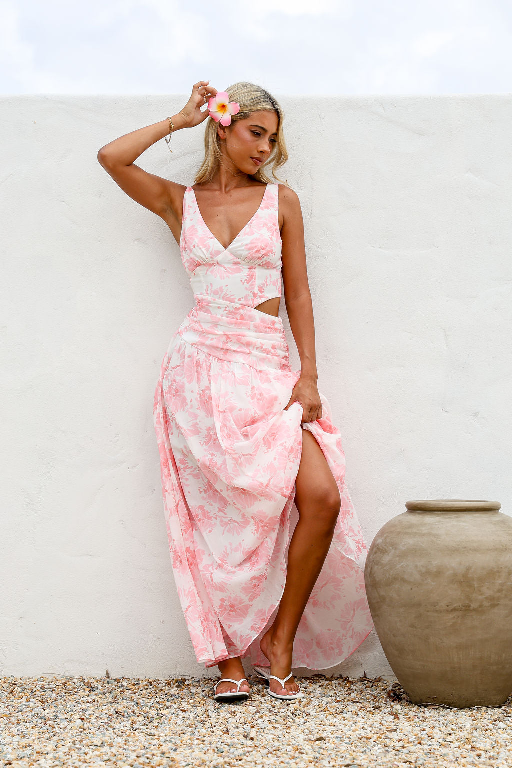 Pink Cropped Maxi Dress