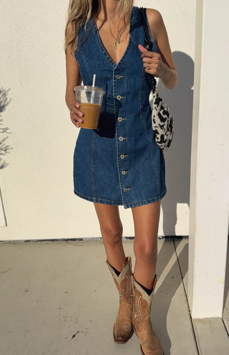 Dark Wash Denim Mini Dress