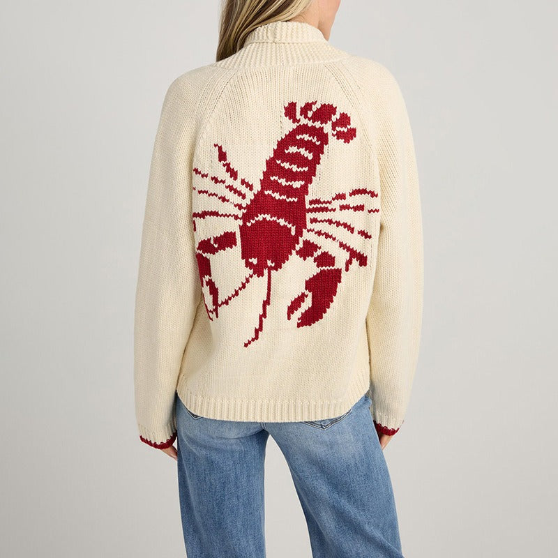 Lobster Print Knitted Cardigan – Playful Cozy Style