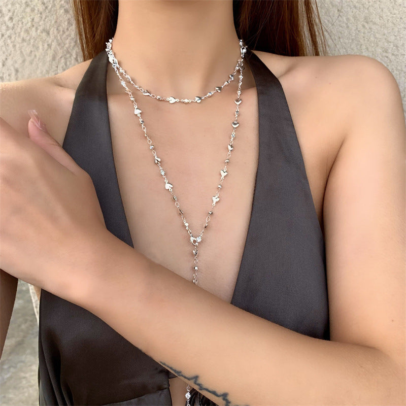 Simple Colorful Crystal Pearl Y-shaped Long Sweater Necklace