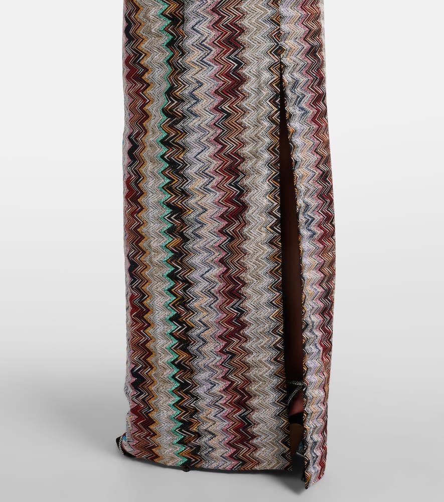 Zigzag Draped Lamé Maxi Dress