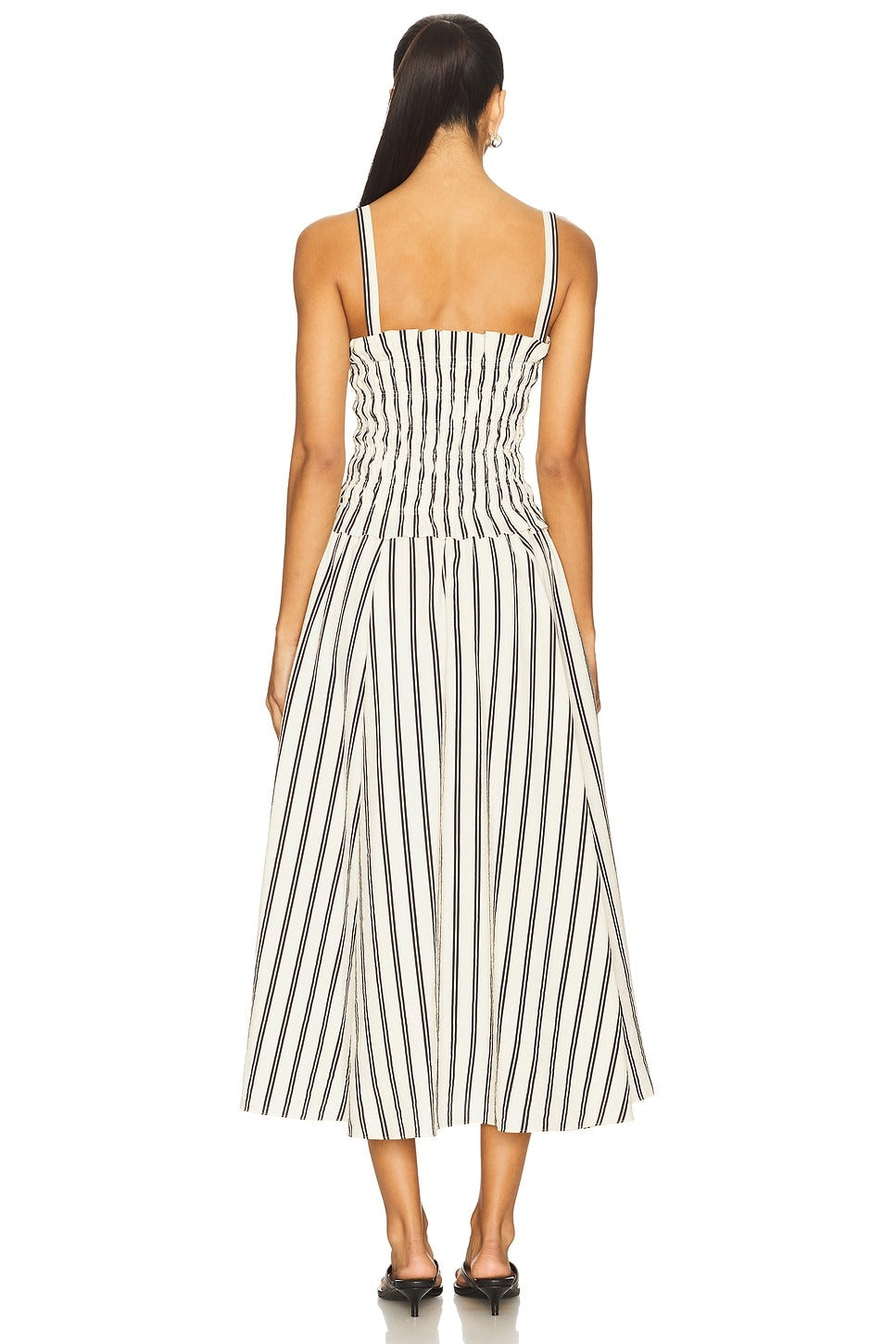 1932 Stripe White & Black Midi Dress