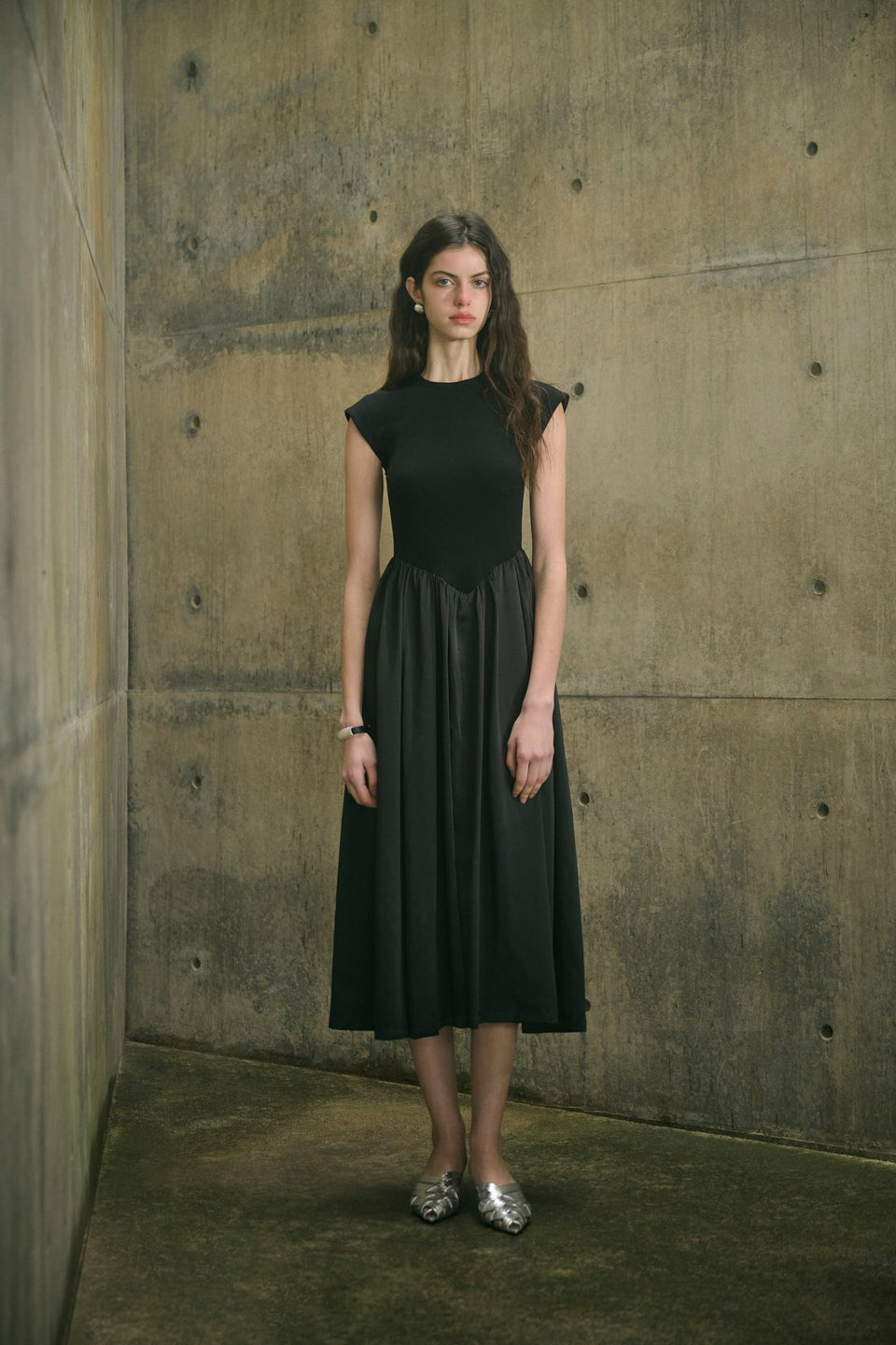 Patchwork Cap Sleeve Maxi Dress