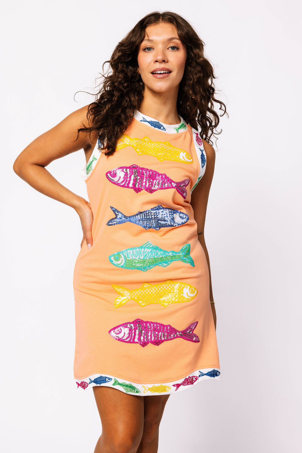 Peach Multi Sardine Tank Dress