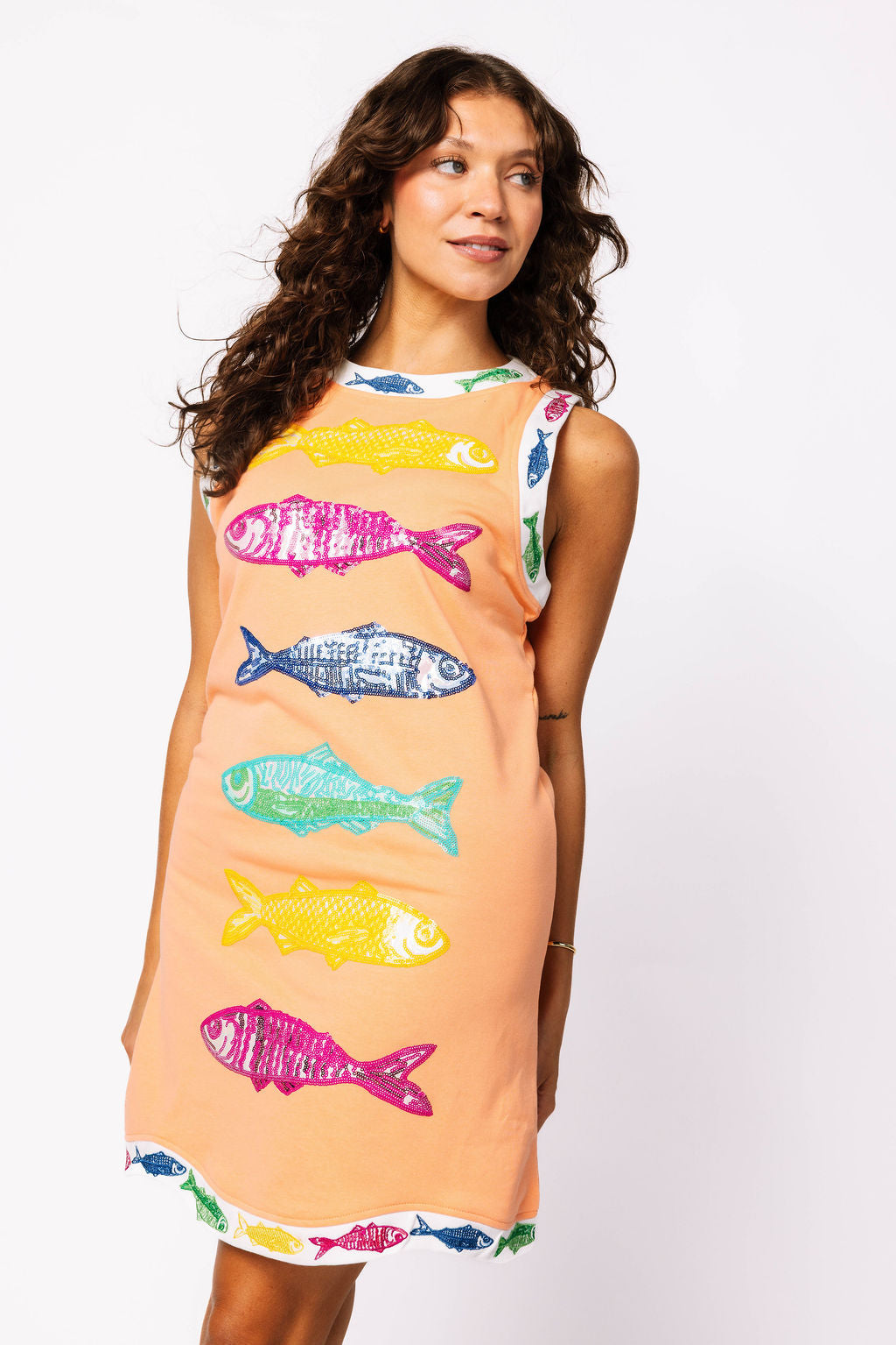 Peach Multi Sardine Tank Dress