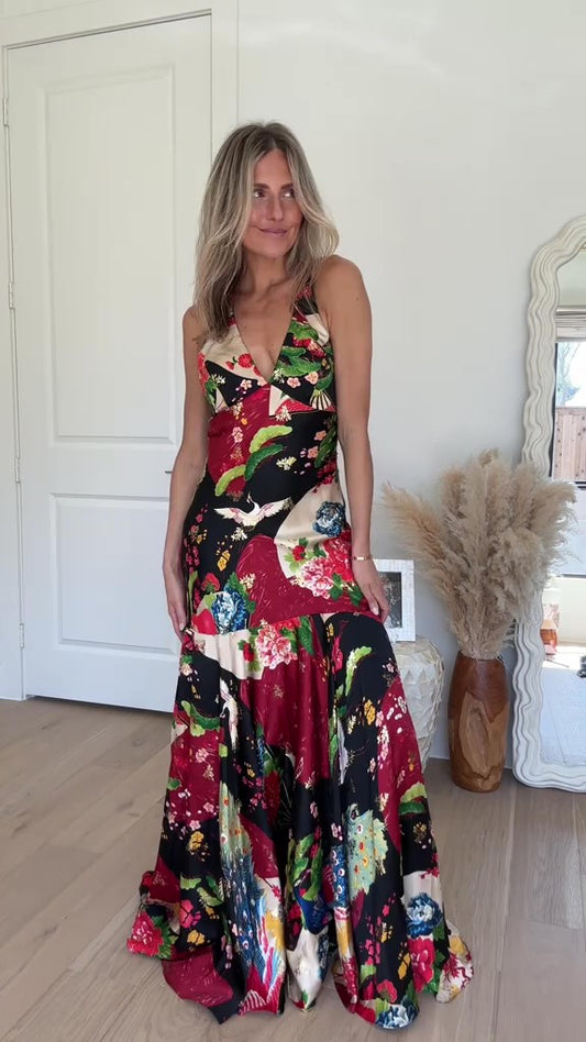 Floral Print Gown Maxi Dress