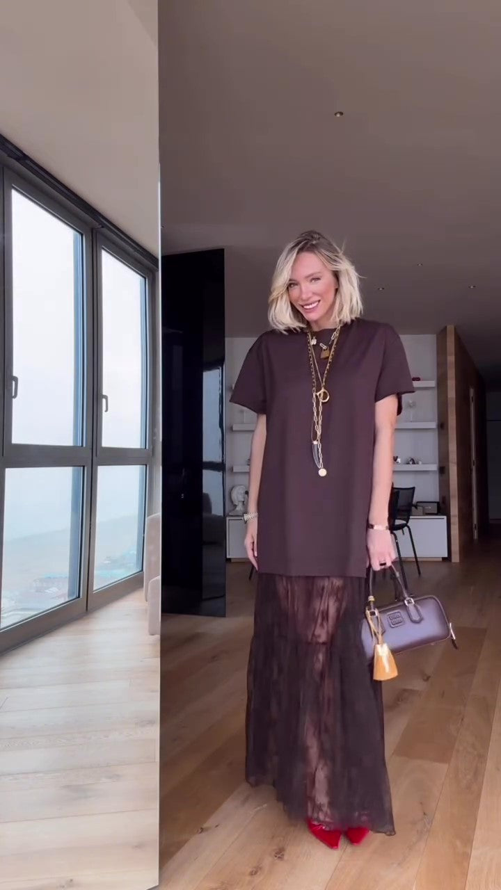 Shirt Lace Maxi Dress (Two-Way Wear)