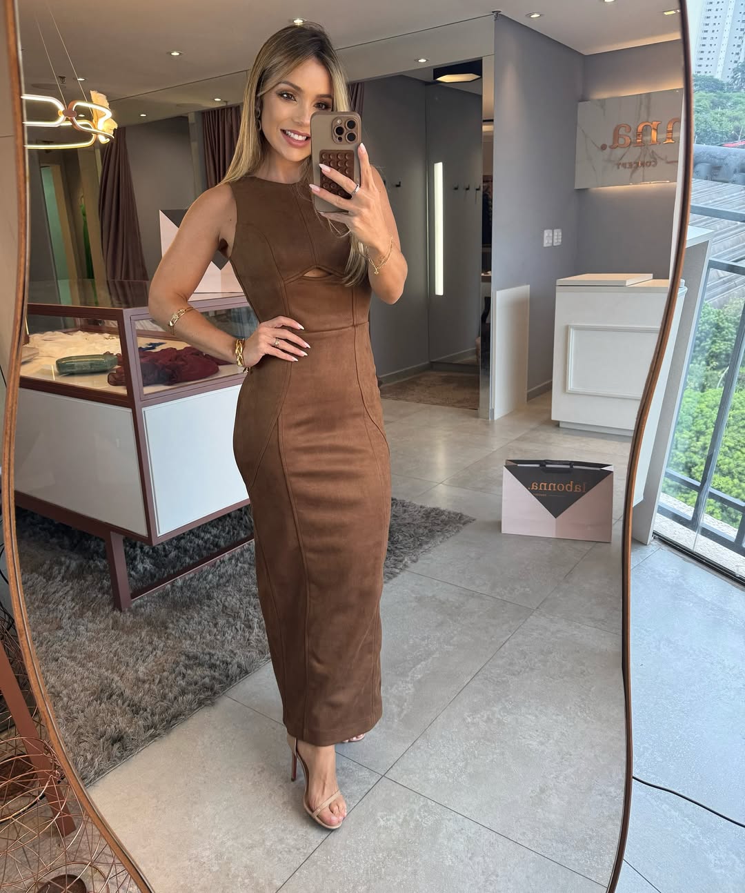 Suede Draping Maxi Dress