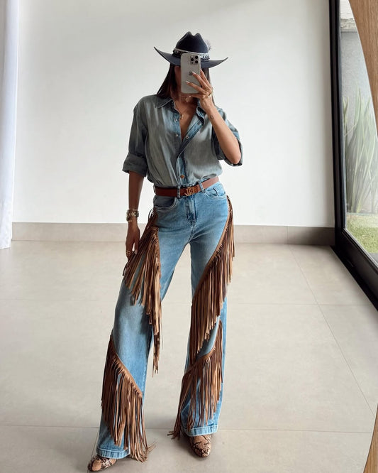 Western Fringe Jeans