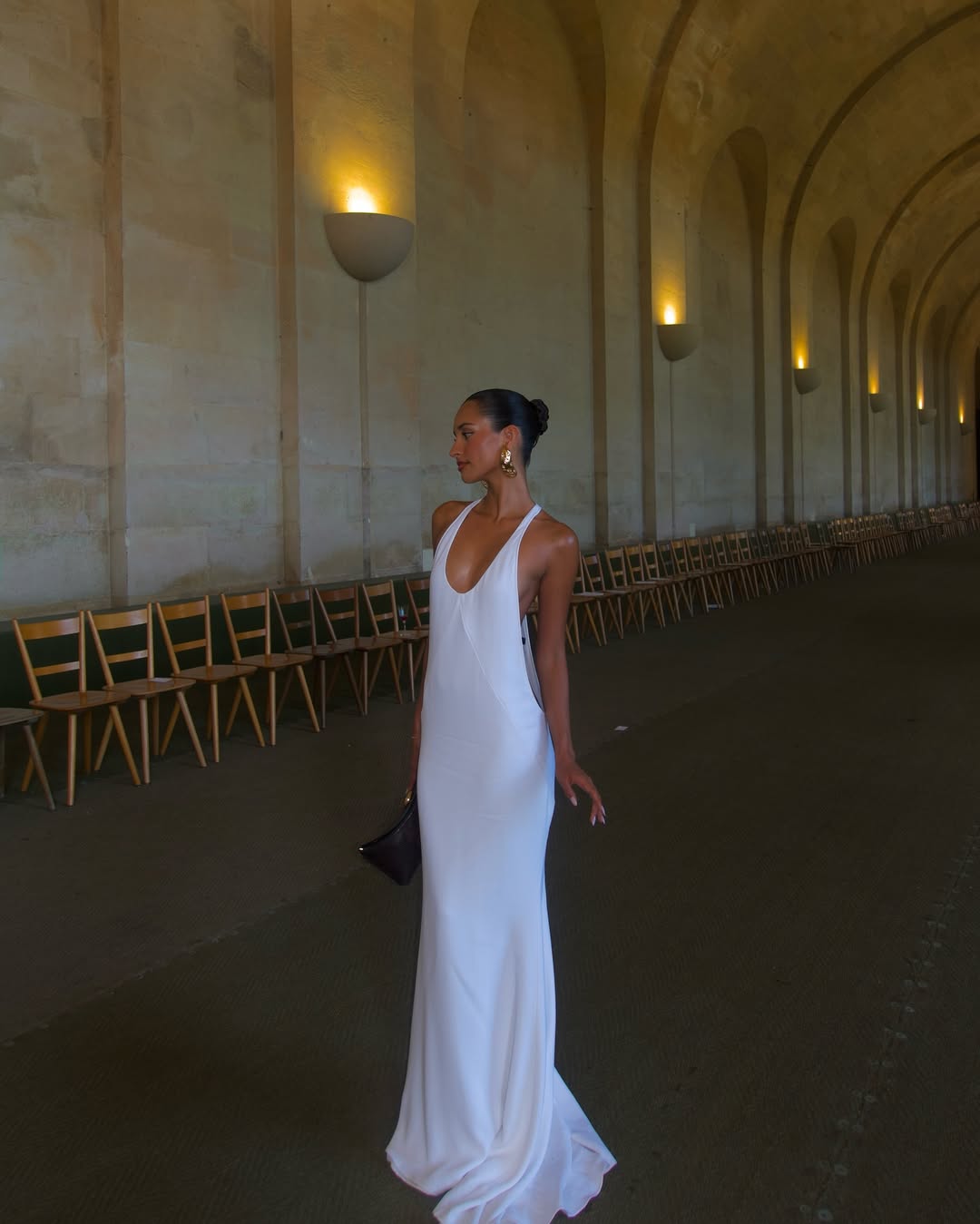 Elegant V-Neck Halter Back Maxi Dress