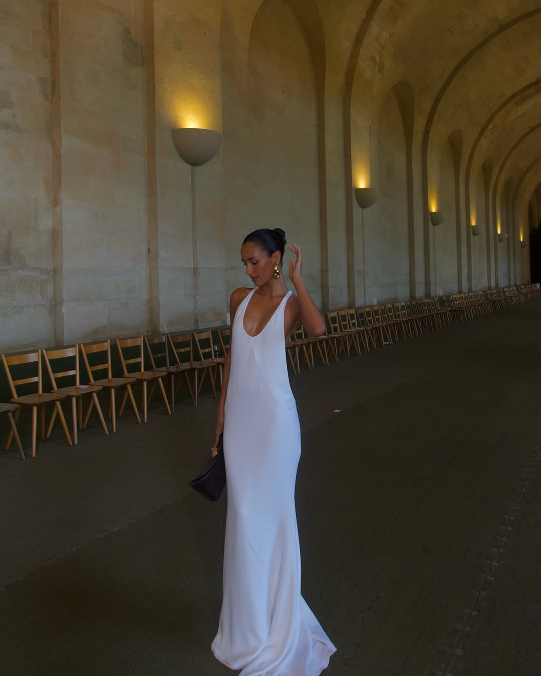 Elegant V-Neck Halter Back Maxi Dress