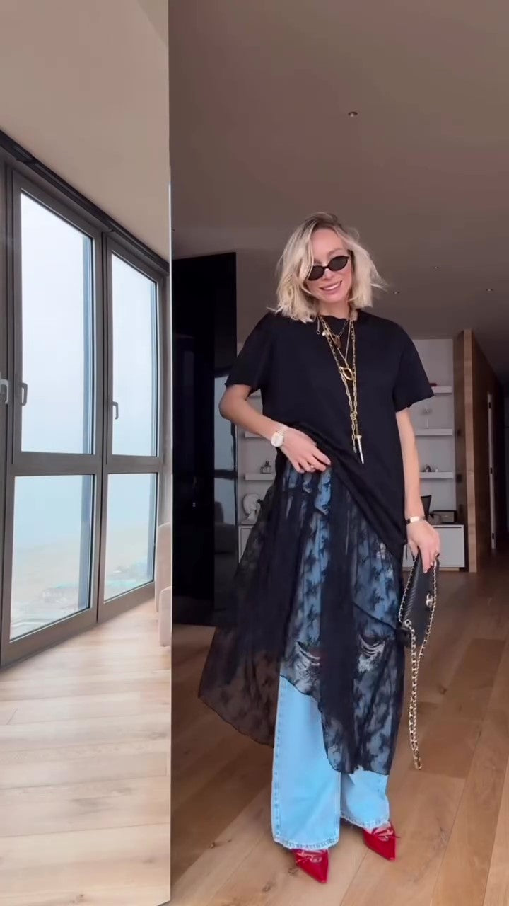 Shirt Lace Maxi Dress (Two-Way Wear)