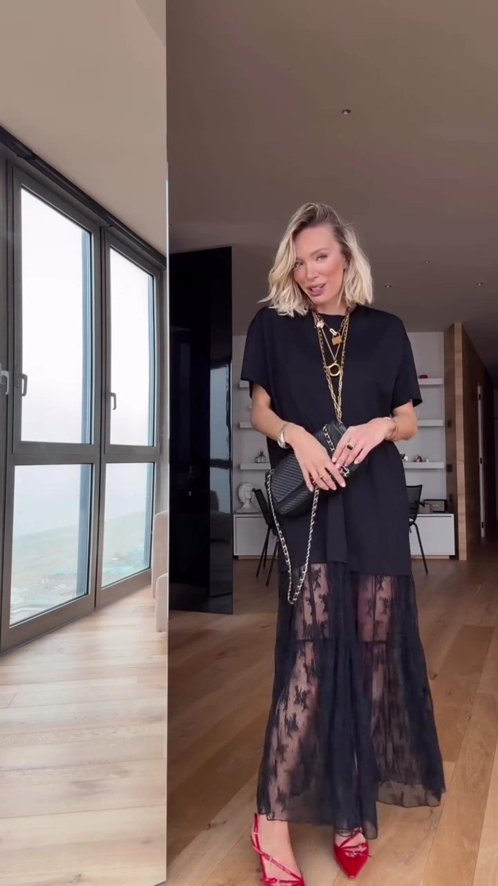 Shirt Lace Maxi Dress (Two-Way Wear)
