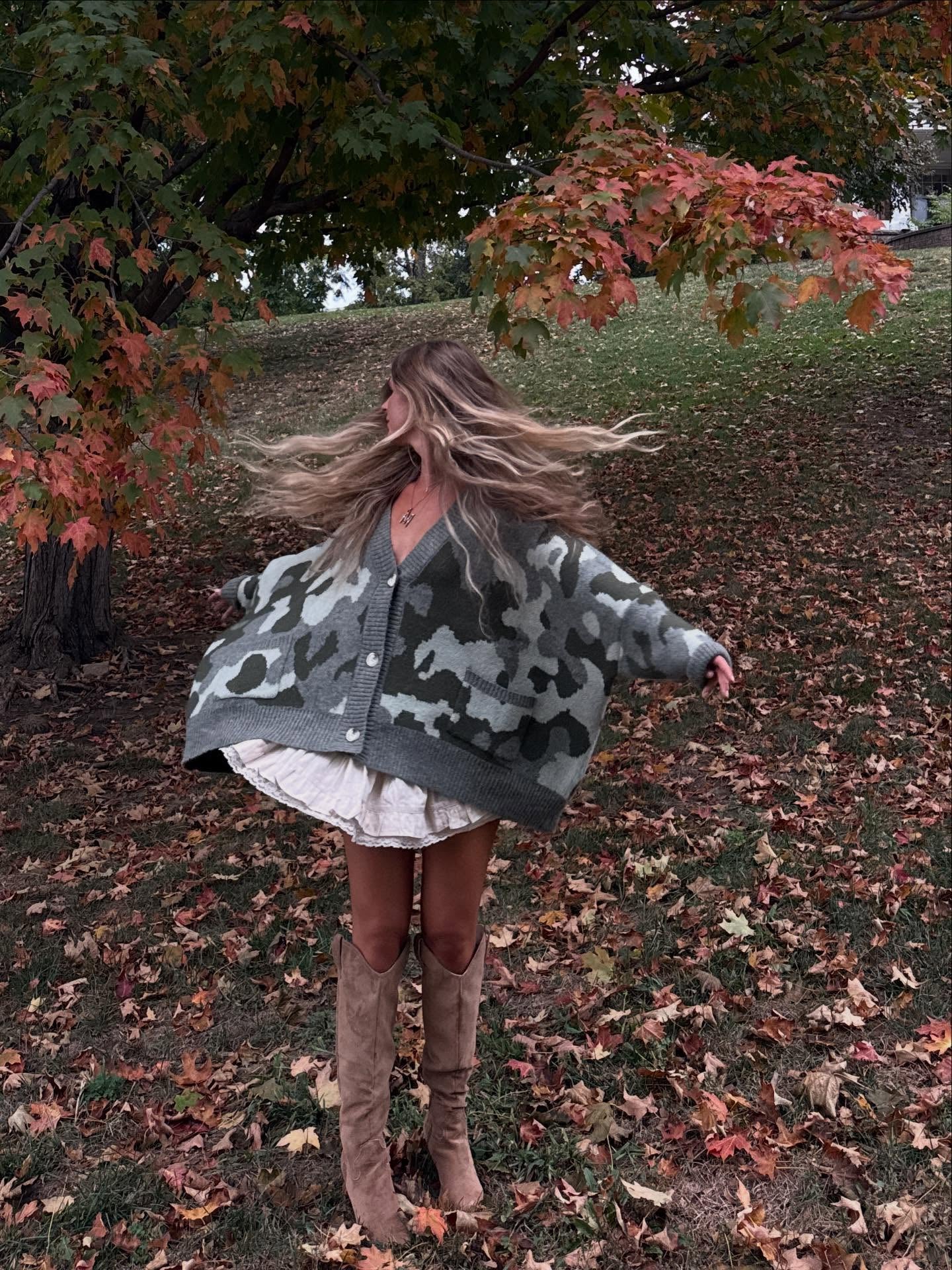 Cozy Camo Knit Cardigan